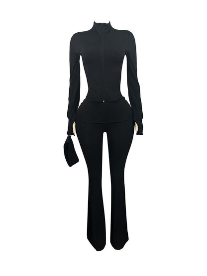 Sculpt Jacket & Flare Pants Set With Headband