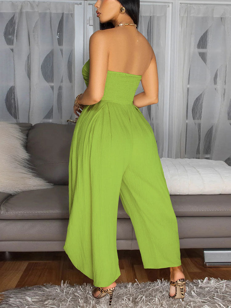 Brunch Tie-Front Strapless Jumpsuit