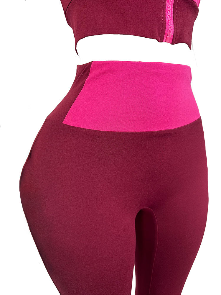 Sporty Contrast Top & Flared Pants Set