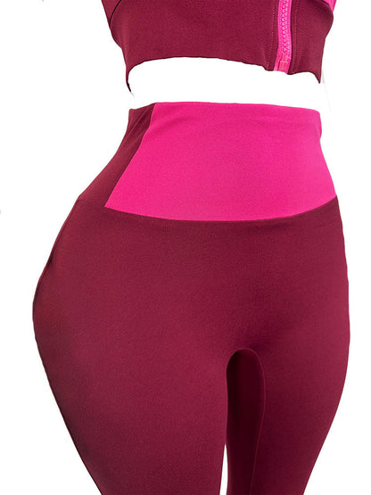 Sporty Contrast Top & Flared Pants Set