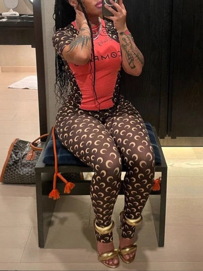 Printed Tee & Skinny Pants Set