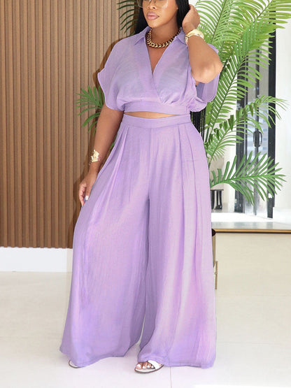 Breeze Cropped Top & Wide Pants Set