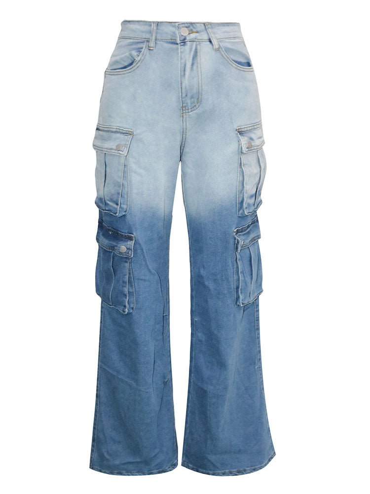 Gradient Wash Cargo Jeans