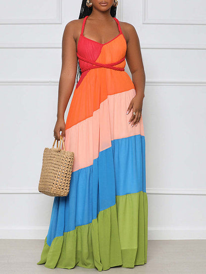 Colorblock Tied Maxi Dress