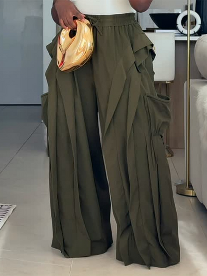 Ruffle Wide-Leg Pants