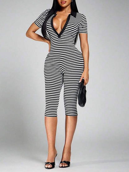 Stripe Capri Jumpsuit