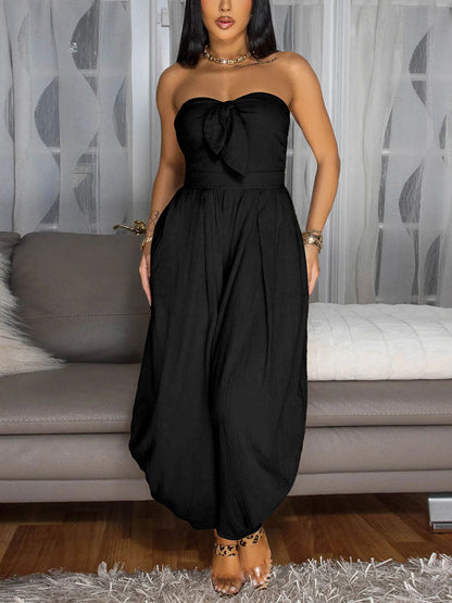 Brunch Tie-Front Strapless Jumpsuit