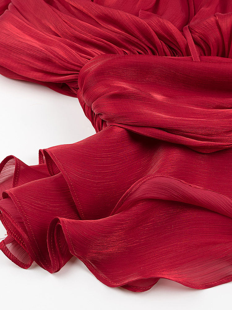 Dreamy Silky Satin Ruffle Mini Dress