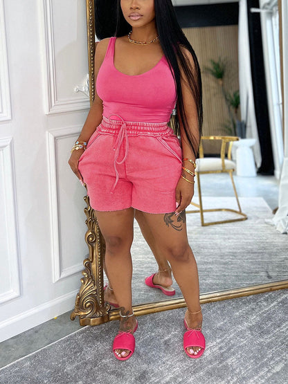 Washed Tank Top & Shorts Set