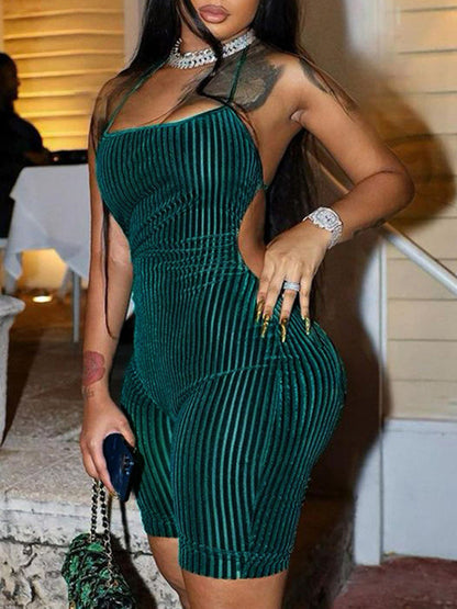 Ribbed Halter Romper