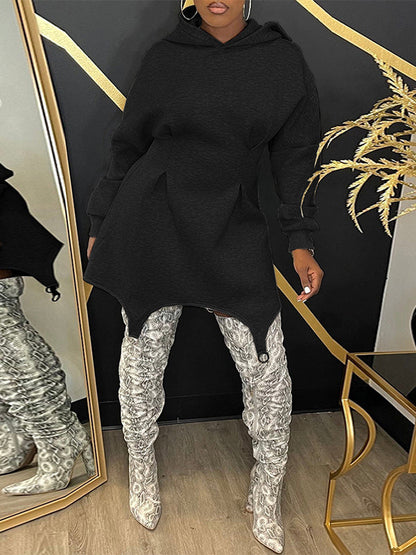 Solid Hoodie Dress