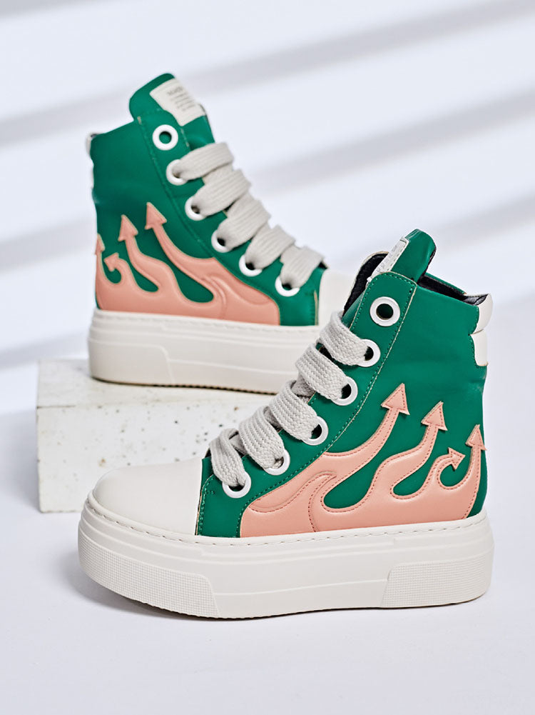 PU Flame High-Top Sneakers