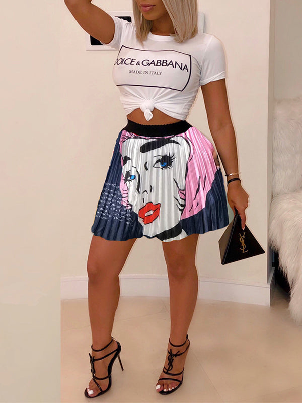 Printed Pleated Skirt