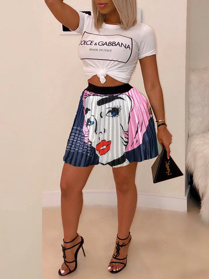 Printed Pleated Skirt