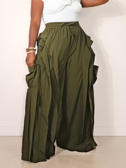 Ruffle Wide-Leg Pants