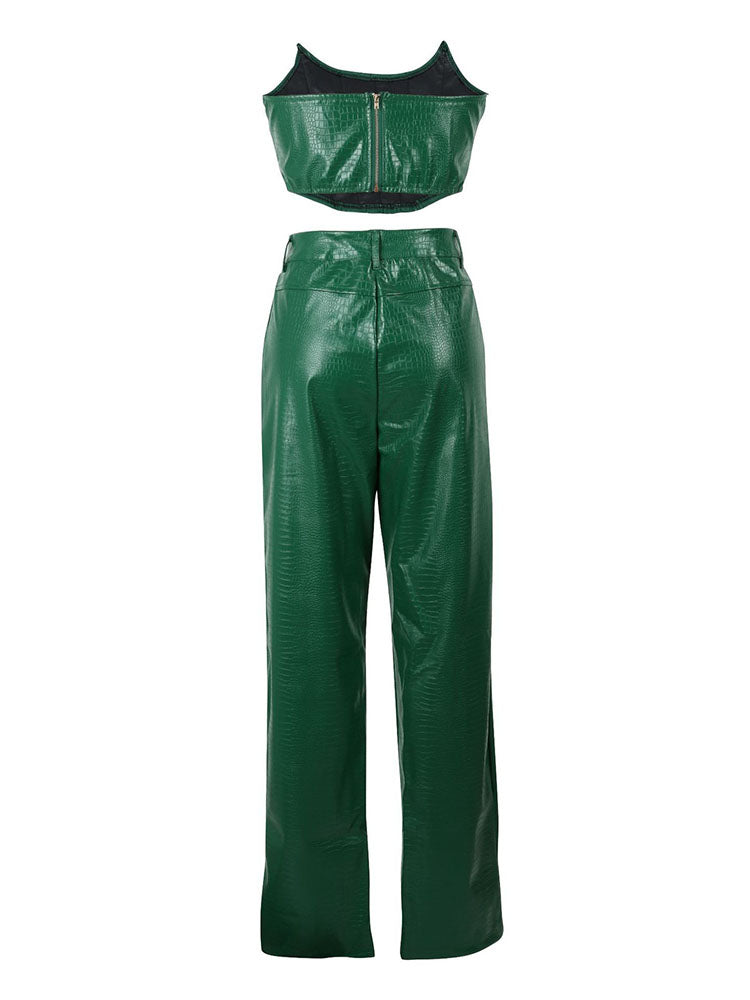 Leather Tube Top & Pants Set