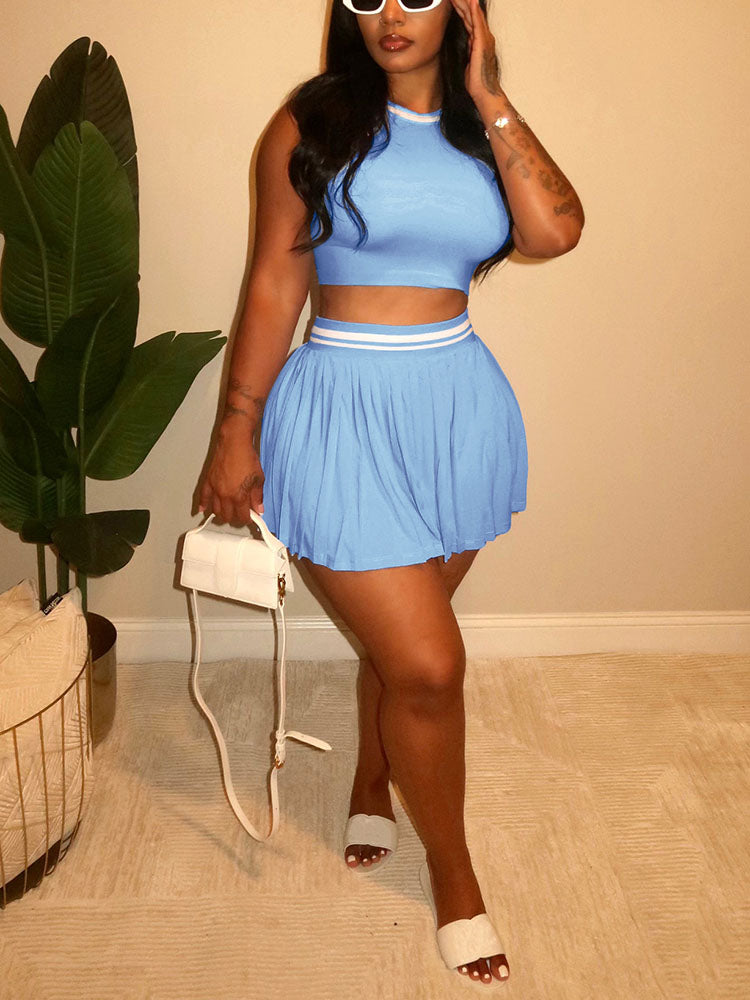 Crop Top & Pleated Tennis Skirt Set