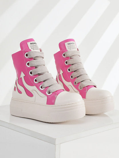 PU Flame High-Top Sneakers