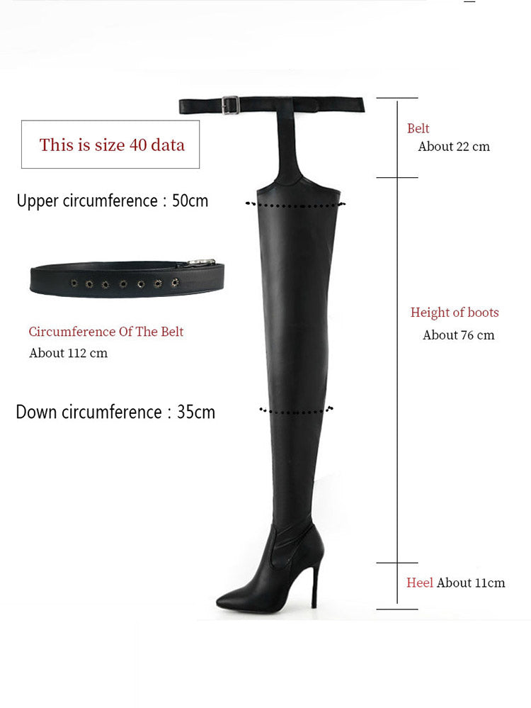 PU Leather Stretch Over The Knee Boots