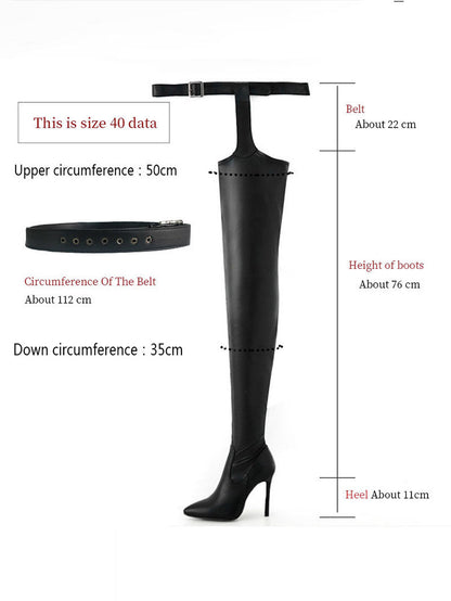 PU Leather Stretch Over The Knee Boots