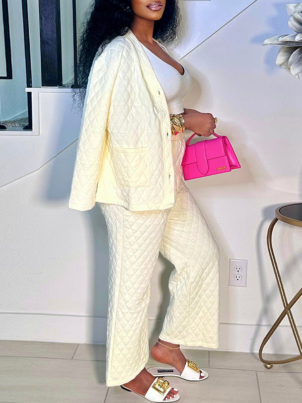 Button-Front Jacket & Pants Set