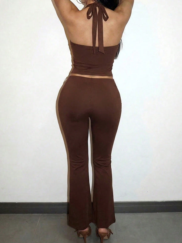 Belted Halter Top & Pants Set
