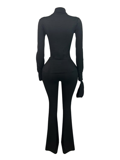 Sculpt Jacket & Flare Pants Set With Headband