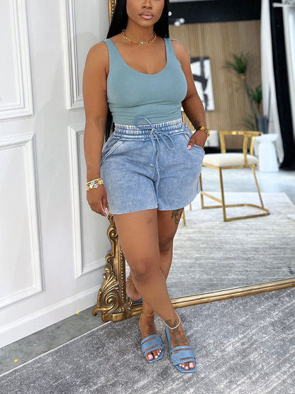 Washed Tank Top & Shorts Set