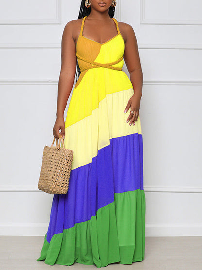 Colorblock Tied Maxi Dress
