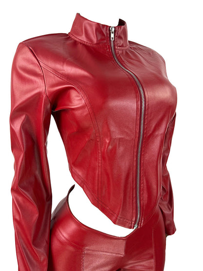 Leather Biker Jacket & Pants Set