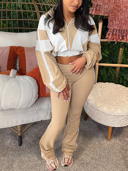 Sporty Contrast Jacket & Leggings Set