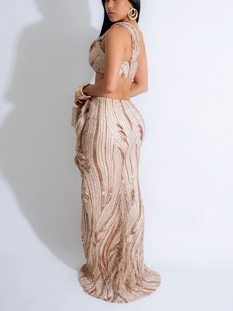 Glam Sequin Skirt Set