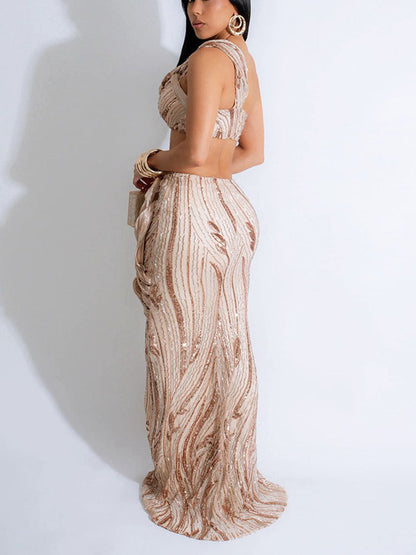 Glam Sequin Skirt Set