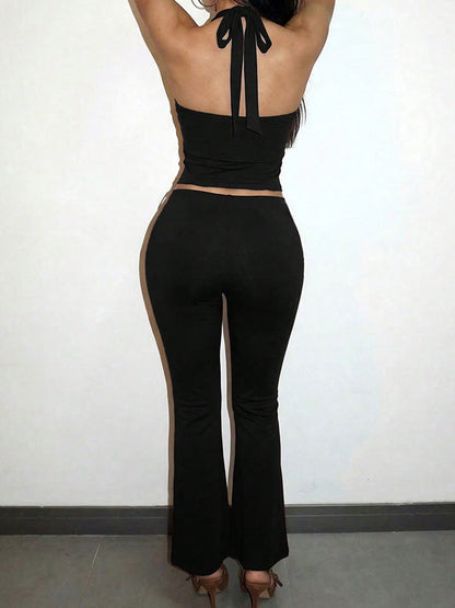 Belted Halter Top & Pants Set