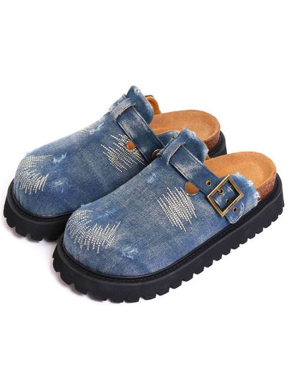 Buckle Denim Clogs
