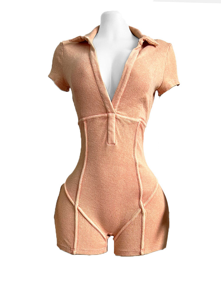 Ribbed Washed Romper
