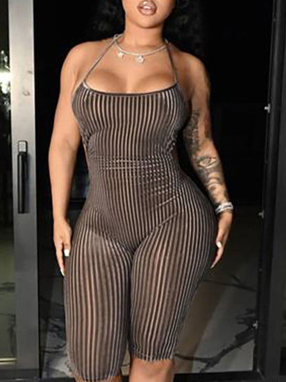 Ribbed Halter Romper