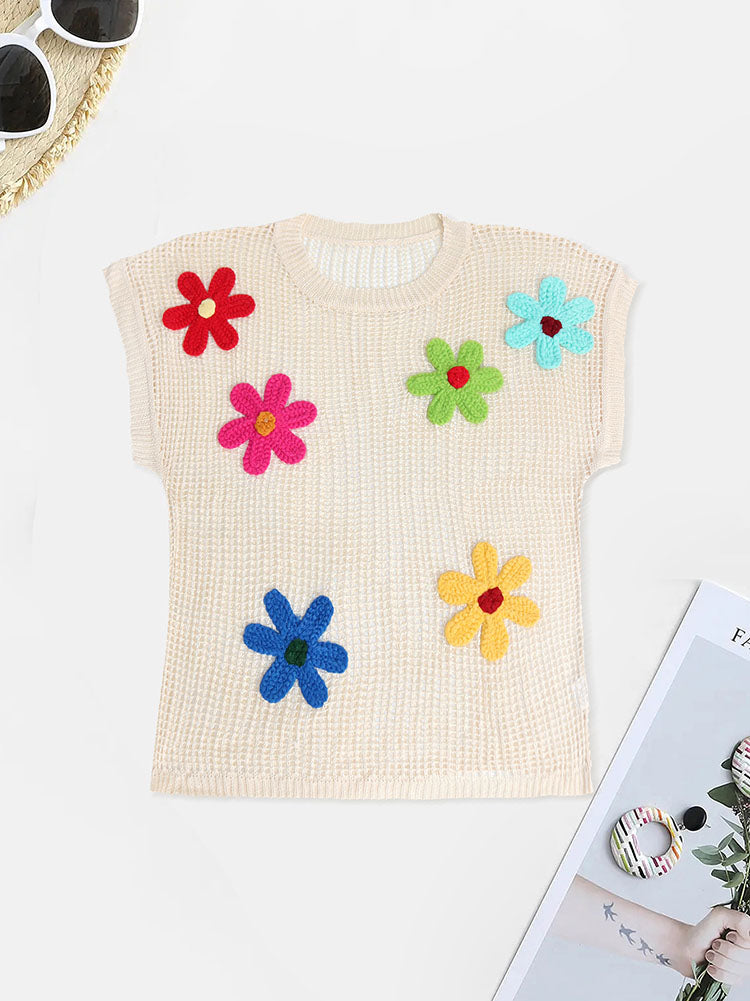 Beach Floral Crochet Knit Top