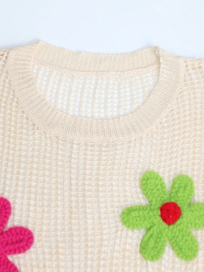 Beach Floral Crochet Knit Top