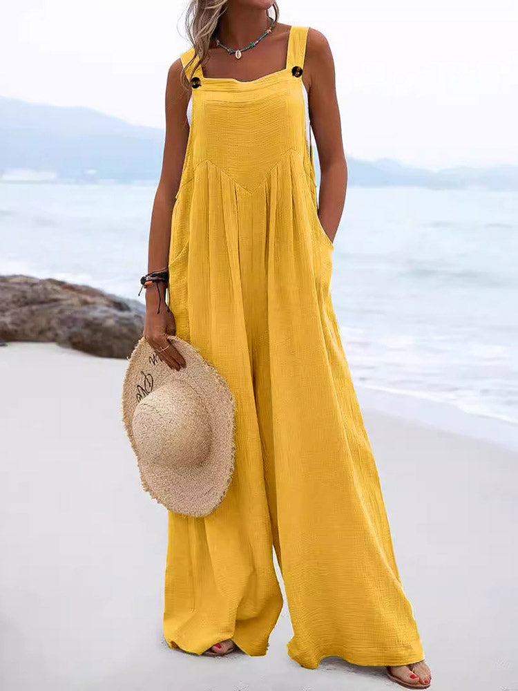 Cotton Linen Loose Overalls