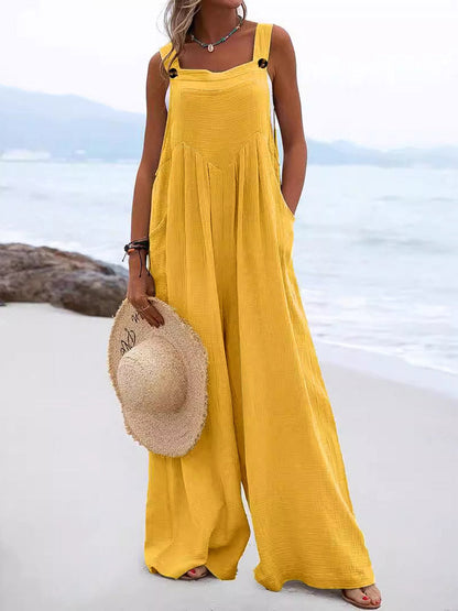 Cotton Linen Loose Overalls