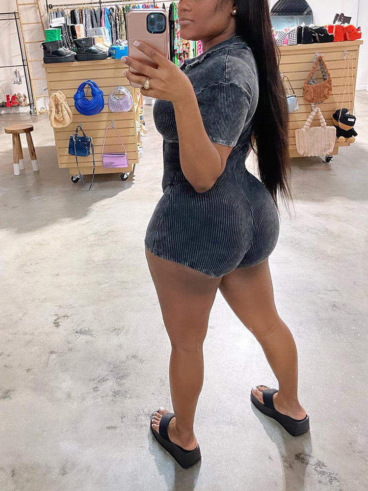 Ribbed Washed Romper