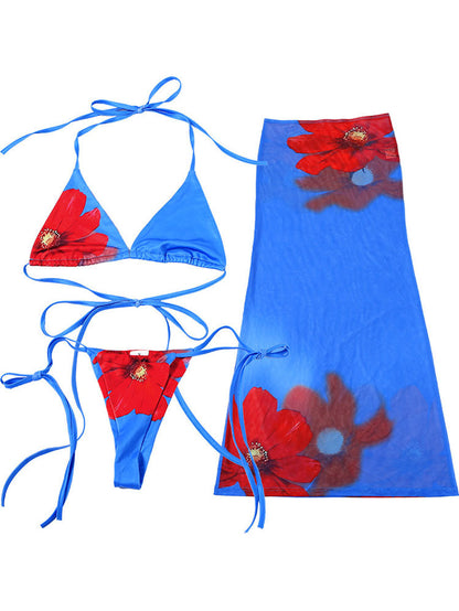 3 Piece Bikini Maxi Skirt Swim Set