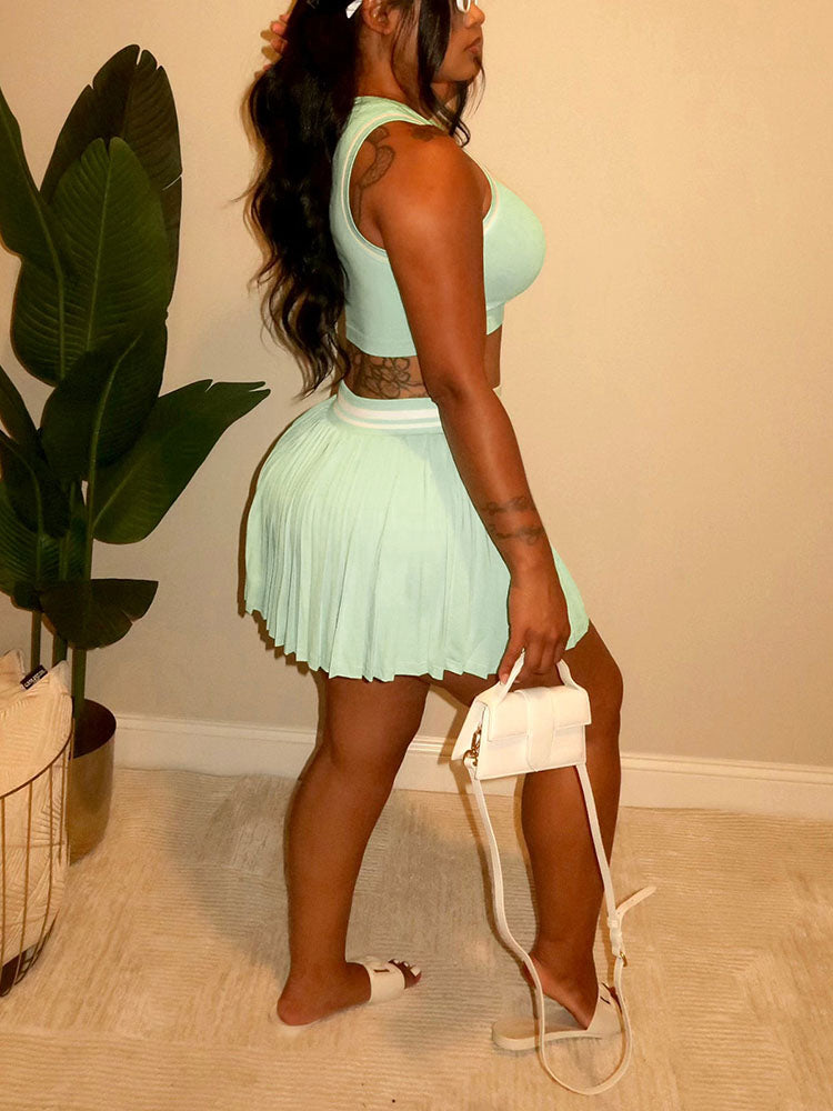 Crop Top & Pleated Tennis Skirt Set