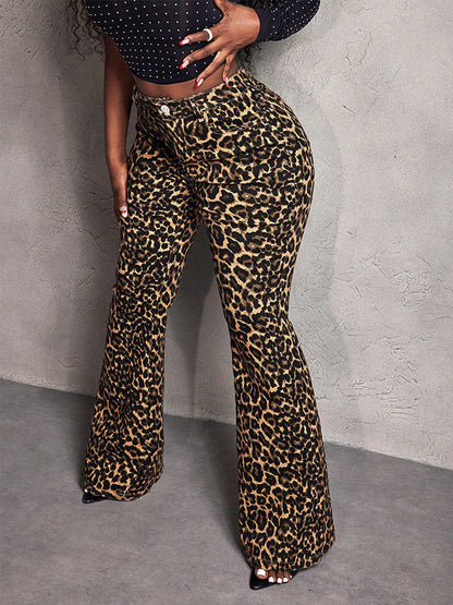 Leopard Flare Jeans
