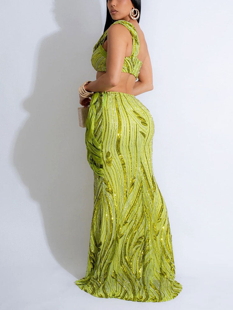 Glam Sequin Skirt Set