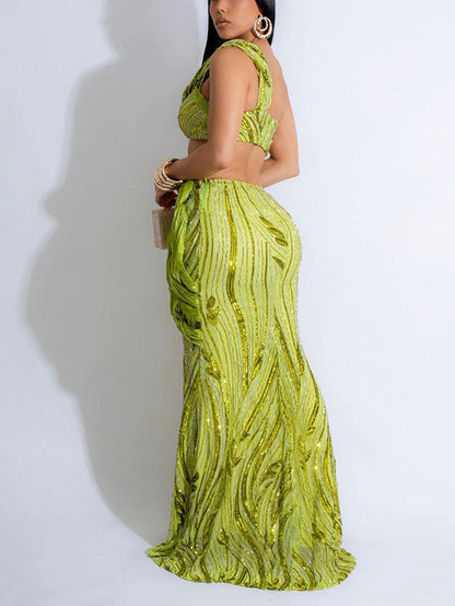 Glam Sequin Skirt Set