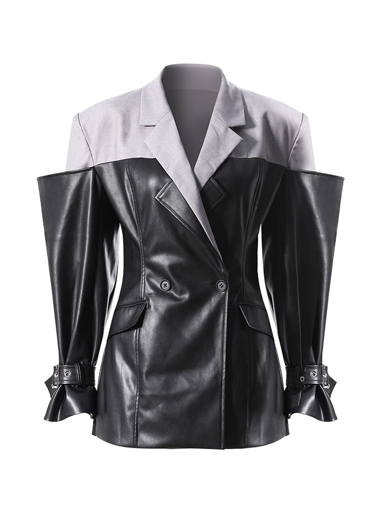 Boss Contrast Leather Blazer