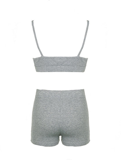 Athleisure Ribbed Three Piece Shorts Set