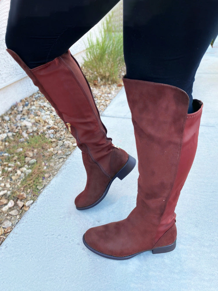 Suede Flat Over Knee Boots